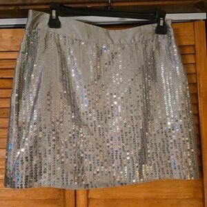 New GAP Silver Sequin Mini Skirt Sparkly Party Holiday Festival size 8